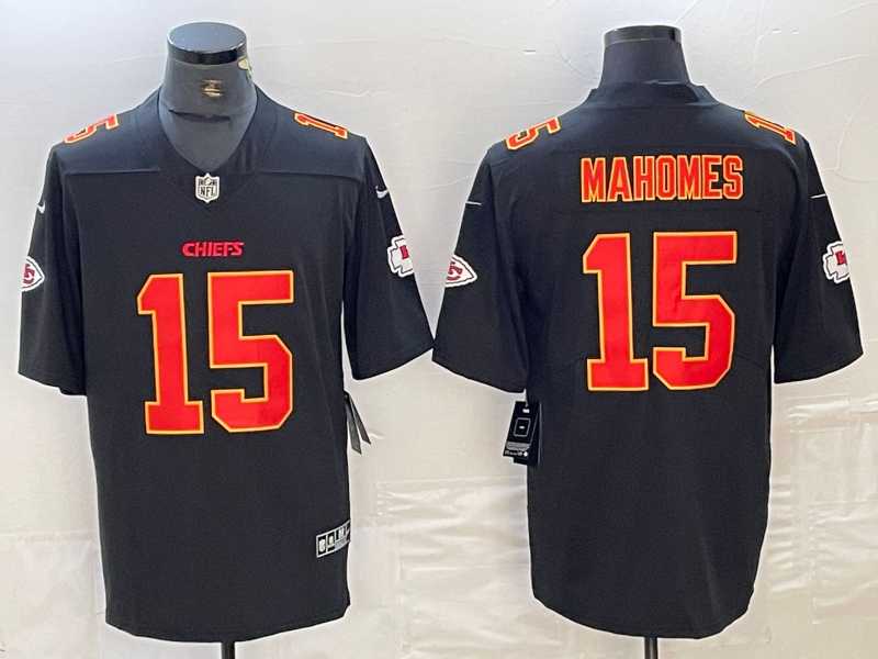 Mens Kansas City Chiefs #15 Patrick Mahomes Black Fashion Vapor Limited Stitched Jersey